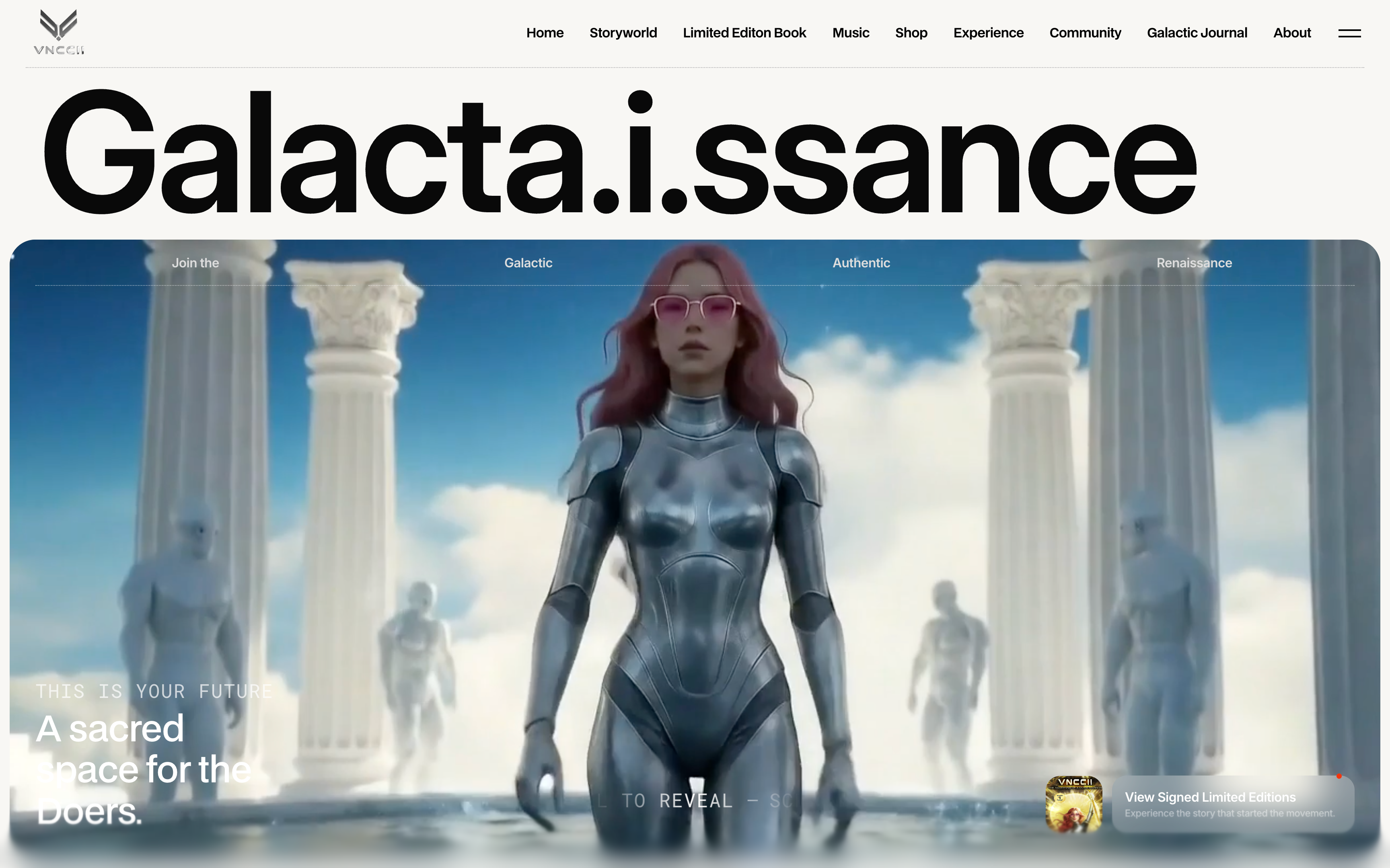 Galacta.i.ssance homepage — Galacta.i.ssance wordmark